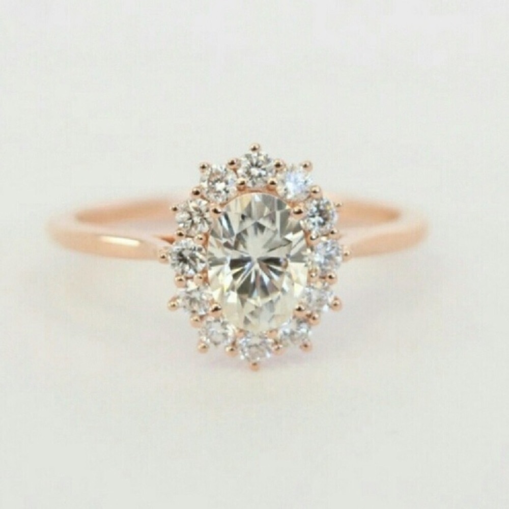 Oval Moissanite 10k Rose Gold Ring